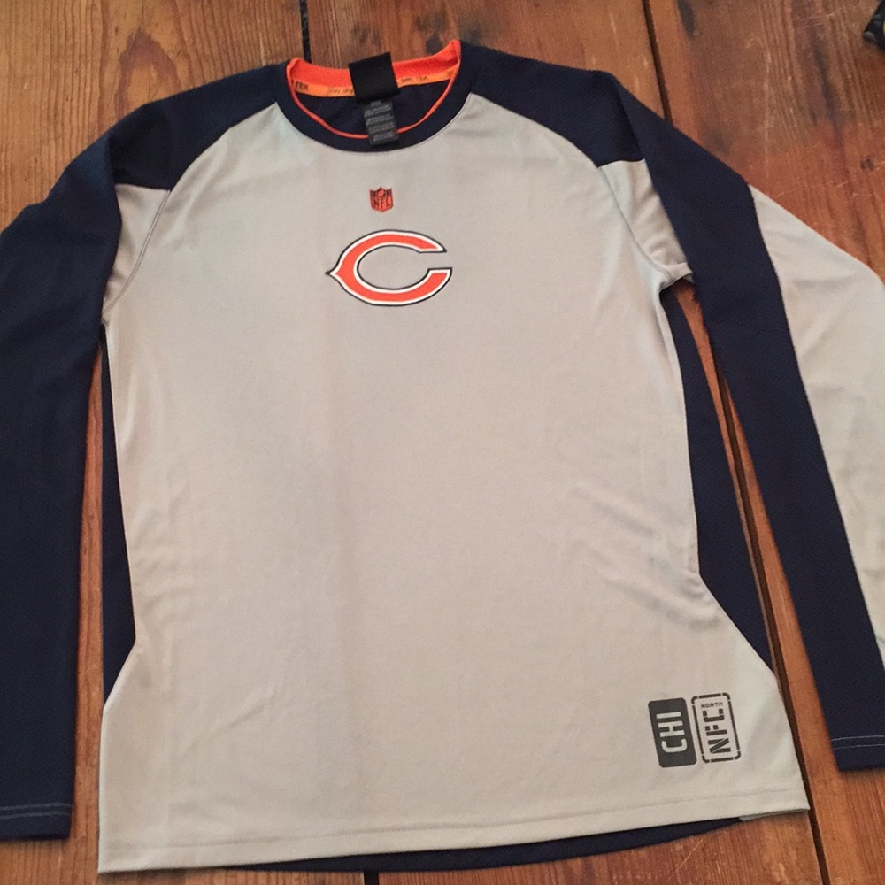 NFL Chicago Bears Gray & Navy Long Sleeve Tee with Orange Accent